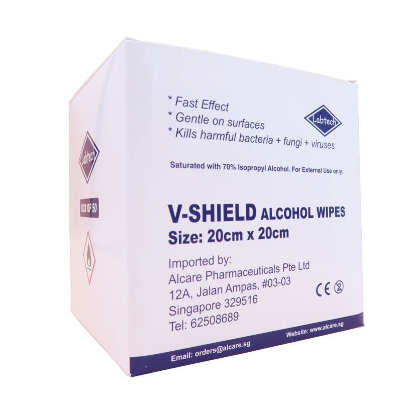 9-2ALCS20 Labtech V-Shield Alcohol Wipes 20x20cm 50s (2)