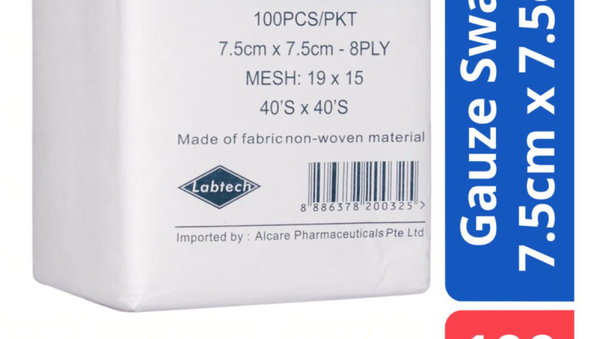 Labtech Gauze Swab 8ply 7.5cm x 7.5cm, 100pcs - Alcare